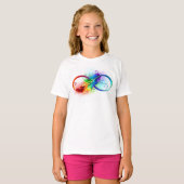 Unendliches Symbol mit Regenbogenfederhalter T-Shirt (Vorne ganz)