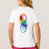 Unendliches Symbol mit Regenbogenfederhalter T-Shirt (Rückseite)