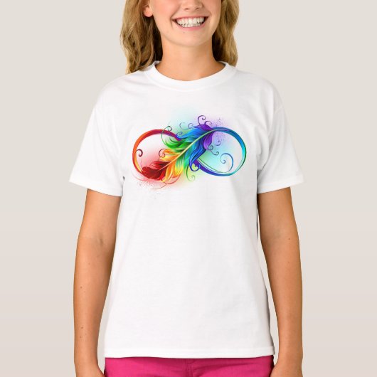 Unendliches Symbol mit Regenbogenfederhalter T-Shirt (Vorderseite)
