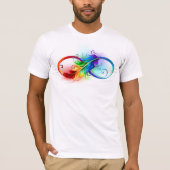 Unendliches Symbol mit Regenbogenfederhalter T-Shirt (Vorderseite)