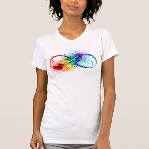 Unendliches Symbol mit Regenbogenfederhalter T-Shirt