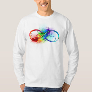 Unendliches Symbol mit Regenbogenfederhalter T-Shirt