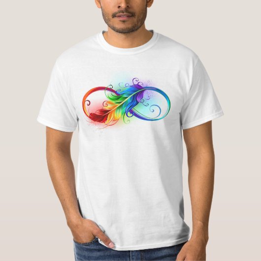 Unendliches Symbol mit Regenbogenfederhalter T-Shirt (Vorderseite)