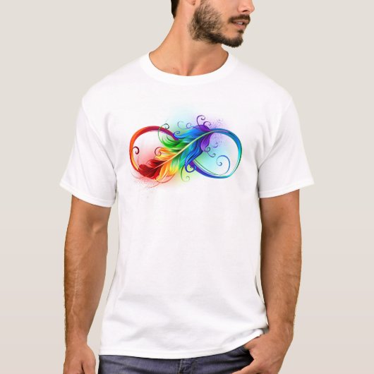 Unendliches Symbol mit Regenbogenfederhalter T-Shirt (Vorderseite)