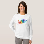 Unendliches Symbol mit Regenbogenfederhalter T-Shirt (Vorne ganz)