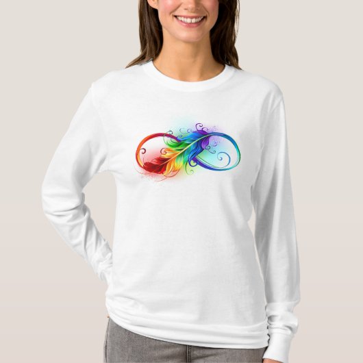 Unendliches Symbol mit Regenbogenfederhalter T-Shirt (Vorderseite)