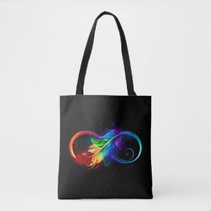 Unendliches Symbol mit Regenbogenfederhalter Tasche