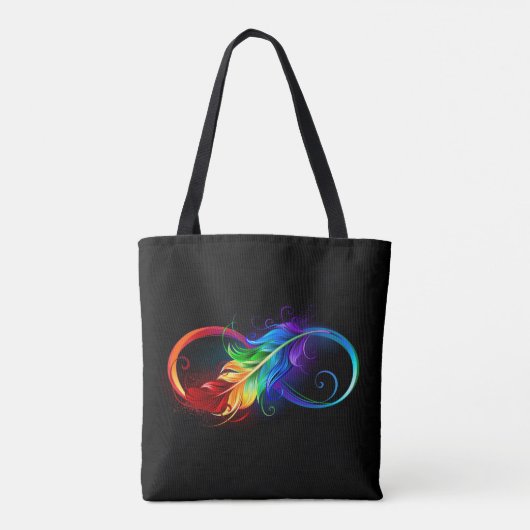 Unendliches Symbol mit Regenbogenfederhalter Tasche (Rückseite)