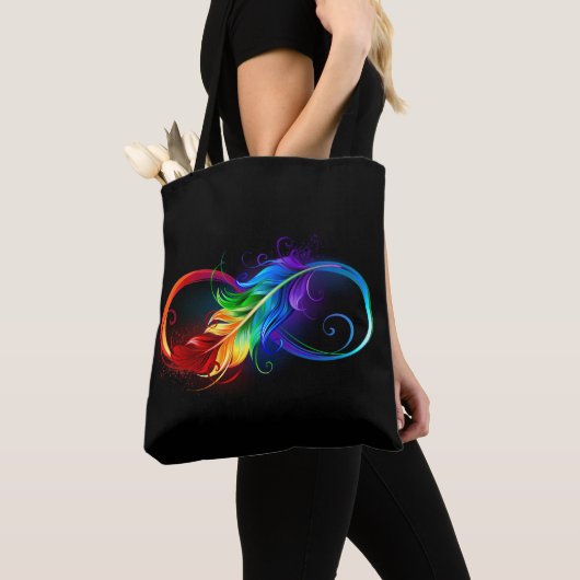 Unendliches Symbol mit Regenbogenfederhalter Tasche (Von Nahem)