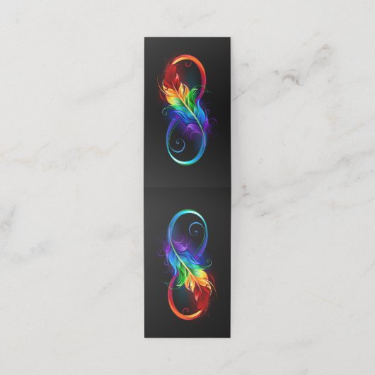 Unendliches Symbol mit Regenbogenfederhalter Terminkarte (Außenseite Aufgefaltet)