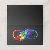 Unendliches Symbol mit Regenbogenfederhalter Terminkarte (Außenseite Aufgefaltet)