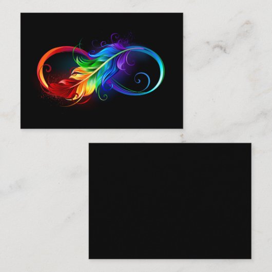 Unendliches Symbol mit Regenbogenfederhalter Terminkarte (Vorne/Hinten)