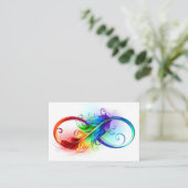 Unendliches Symbol mit Regenbogenfederhalter Terminkarte (Stehend Vorderseite)