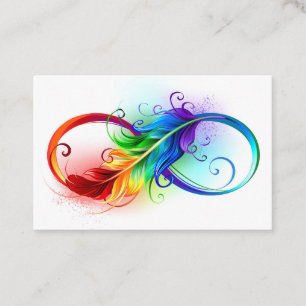 Unendliches Symbol mit Regenbogenfederhalter Terminkarte