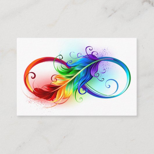 Unendliches Symbol mit Regenbogenfederhalter Terminkarte (Vorderseite)
