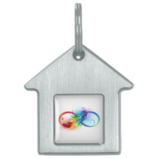 Unendliches Symbol mit Regenbogenfederhalter Tiermarke