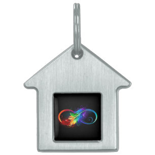 Unendliches Symbol mit Regenbogenfederhalter Tiermarke