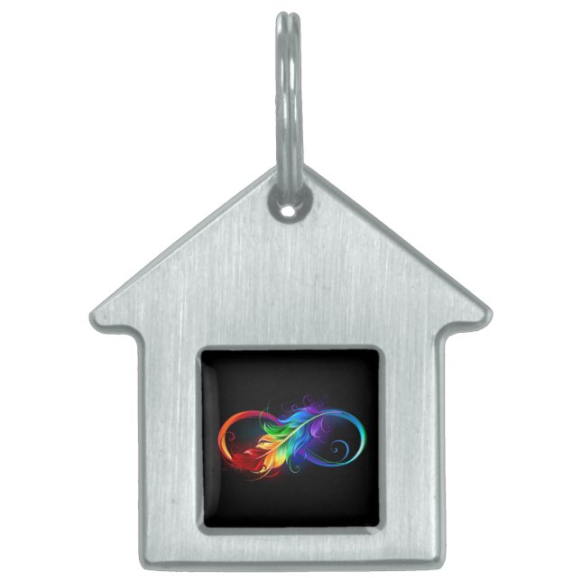 Unendliches Symbol mit Regenbogenfederhalter Tiermarke (Vorderseite)