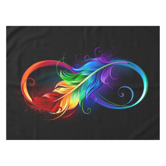 Unendliches Symbol mit Regenbogenfederhalter Tischdecke (Vorderseite (Horizontal))