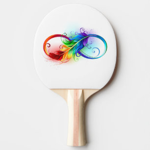 Unendliches Symbol mit Regenbogenfederhalter Tischtennis Schläger
