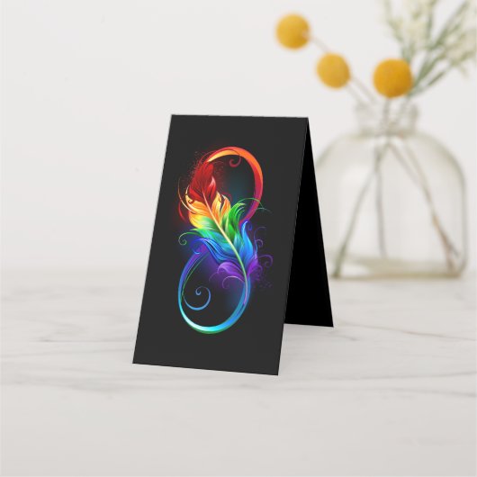 Unendliches Symbol mit Regenbogenfederhalter Treuekarte (Rückseite)