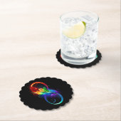 Unendliches Symbol mit Regenbogenfederhalter Untersetzer (Vor Ort)