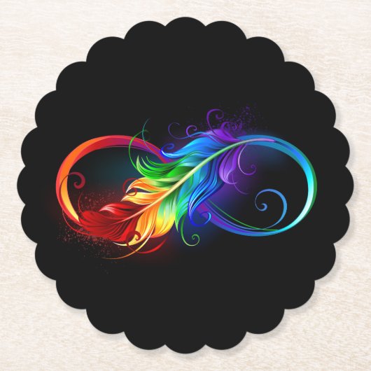 Unendliches Symbol mit Regenbogenfederhalter Untersetzer (Vorderseite)