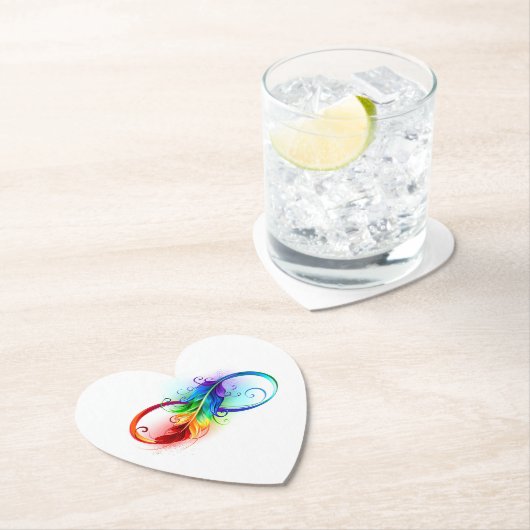 Unendliches Symbol mit Regenbogenfederhalter Untersetzer (Vor Ort)