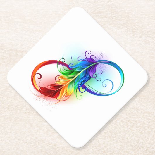 Unendliches Symbol mit Regenbogenfederhalter Untersetzer (Vorderseite)