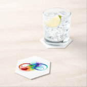 Unendliches Symbol mit Regenbogenfederhalter Untersetzer (Vor Ort)