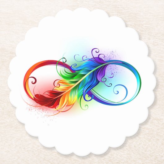 Unendliches Symbol mit Regenbogenfederhalter Untersetzer (Vorderseite)