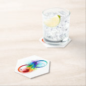 Unendliches Symbol mit Regenbogenfederhalter Untersetzer (Vor Ort)