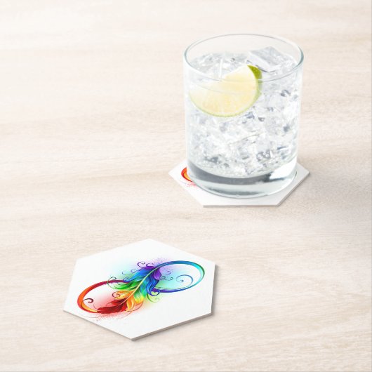 Unendliches Symbol mit Regenbogenfederhalter Untersetzer (Vor Ort)