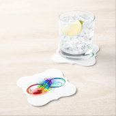 Unendliches Symbol mit Regenbogenfederhalter Untersetzer (Vor Ort)