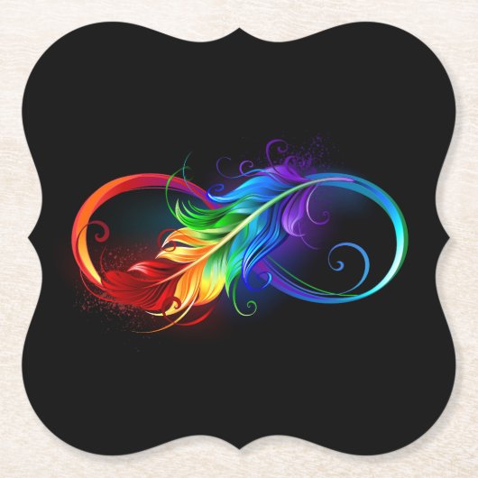 Unendliches Symbol mit Regenbogenfederhalter Untersetzer (Vorderseite)