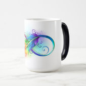 Unendliches Symbol mit Regenbogenfederhalter Verwandlungstasse (VorderseiteRechts)