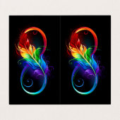 Unendliches Symbol mit Regenbogenfederhalter Visitenkarten (Außenseite Aufgefaltet)