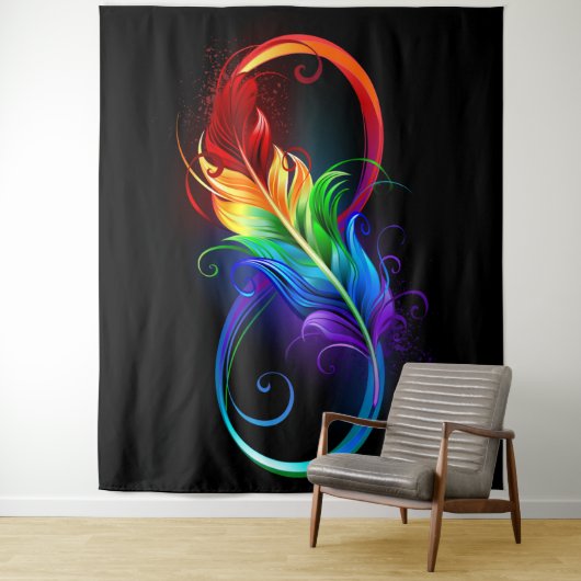 Unendliches Symbol mit Regenbogenfederhalter Wandteppich (Beispiel)