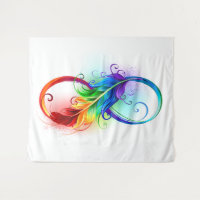 Unendliches Symbol mit Regenbogenfederhalter