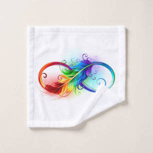 Unendliches Symbol mit Regenbogenfederhalter Waschlappen