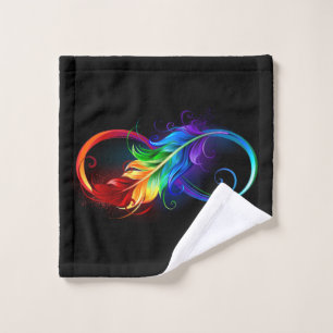 Unendliches Symbol mit Regenbogenfederhalter Waschlappen
