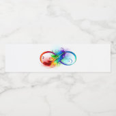 Unendliches Symbol mit Regenbogenfederhalter Wasserflaschenetikett (Einzelnes Label)