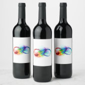 Unendliches Symbol mit Regenbogenfederhalter Weinetikett (Flaschen)