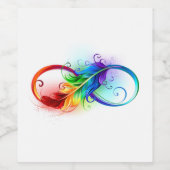 Unendliches Symbol mit Regenbogenfederhalter Weinetikett (Einzelnes Label)