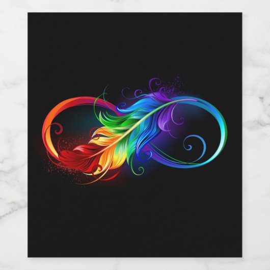 Unendliches Symbol mit Regenbogenfederhalter Weinetikett (Einzelnes Label)