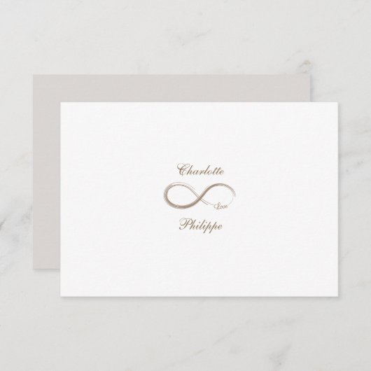 Unendliches Symbol White Gray Gold Hochzeit RSVP Einladung (Vorne/Hinten)