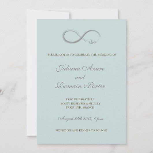 Unendliches Zeichen aquamarin-grün graue minimalis Einladung (Vorderseite)