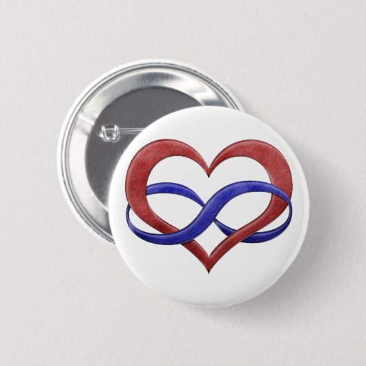 Unendlichkeit Herzsymbol Polyamory Prilag Farben Button (Vorne & Hinten)
