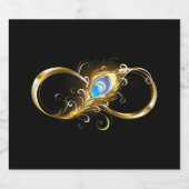 Unendlichkeit mit Golden Peacock Feather Alkoholflaschenetikett (Einzelnes Label)