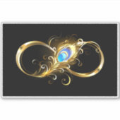 Unendlichkeit mit Golden Peacock Feather Aufkleber (Vorderseite)